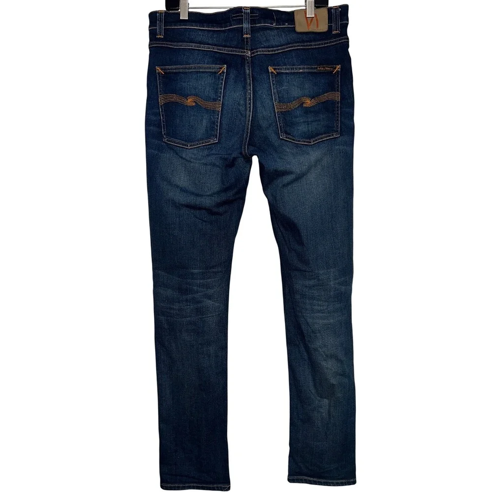 Nudie Jeans Lean Dean True Hustle 32x32 Men's Slim Tapered Stretch Blue Denim